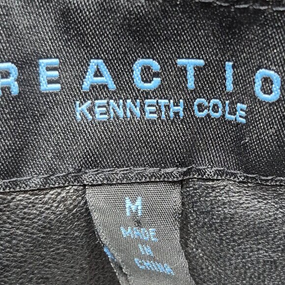 Kenneth Cole Reaction Black Quilted Leather Jacket Button Up Women's Size Medium - Picture 8 of 14